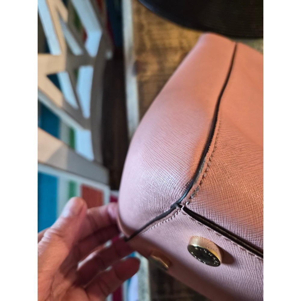 Michael‎ Kors Savannah Satchel Pink Saffiano Leather Handbag Gold Hardware - Picture 9 of 12